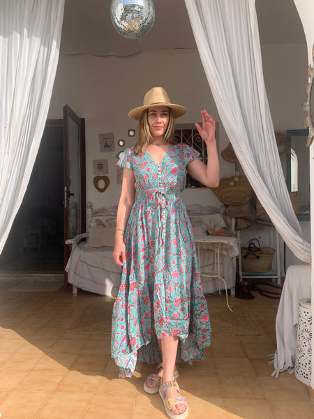 Nafisa dream boho dress blue beach