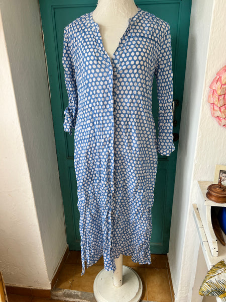 Blouse Dress – Blue Polka Dot -  AUROBELLE  IBIZA