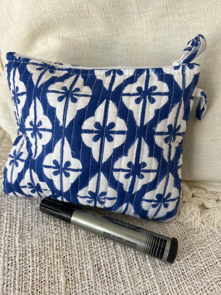 Small Square pouch quilted pink striped -  AUROBELLE  IBIZA