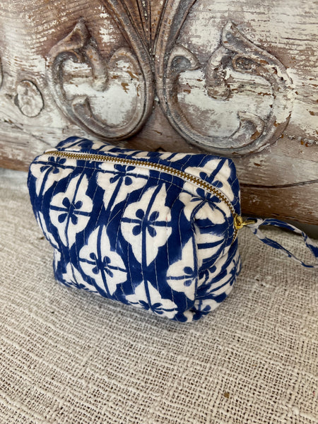 Mini Quilted Cotton Cosmetic & Cable Bag – Hand Blockprint Travel Essential -  AUROBELLE  IBIZA