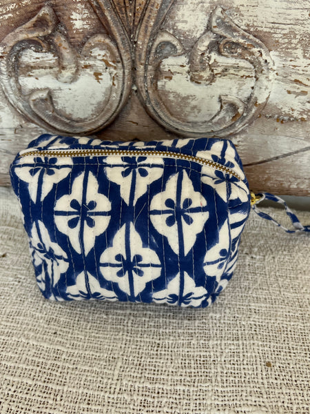 Mini Quilted Cotton Cosmetic & Cable Bag – Hand Blockprint Travel Essential -  AUROBELLE  IBIZA