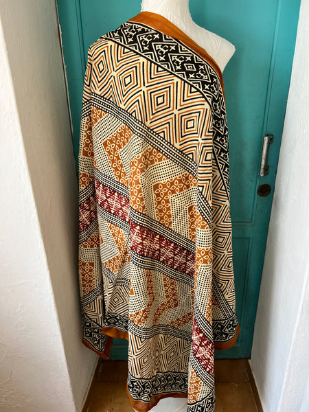 Hand made Block print ethic big size with fringes