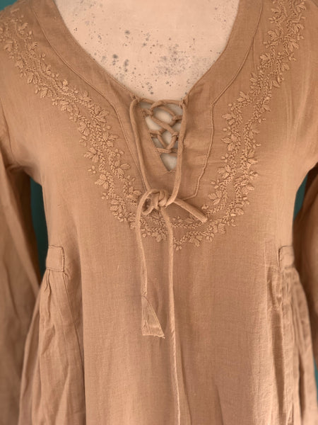 Mughal  dress , softest muslin cotton  in  neutral sand color