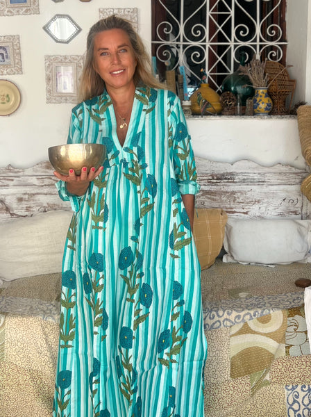 Martha turquoise boho beautiful long Kaftan