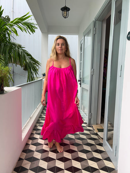 Apsara Silk dress in hot pink