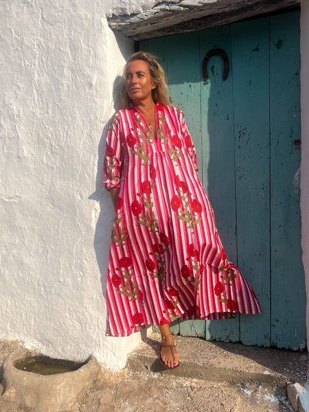 Martha pink boho beautiful long Kaftan