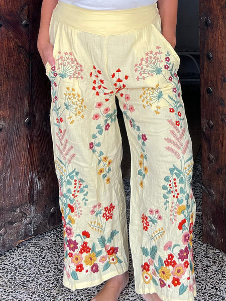 Chiang Mai boho trouser with flower hand embroidery 🧵