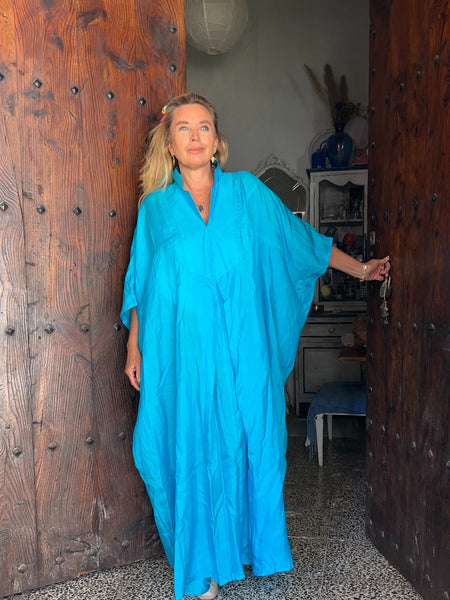 Exclusive luxury Silk kaftan turquoise