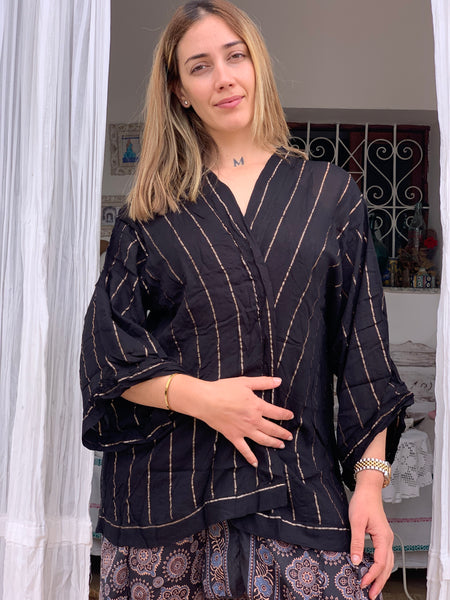 Ibiza boho short kimono 👘 in black and gold