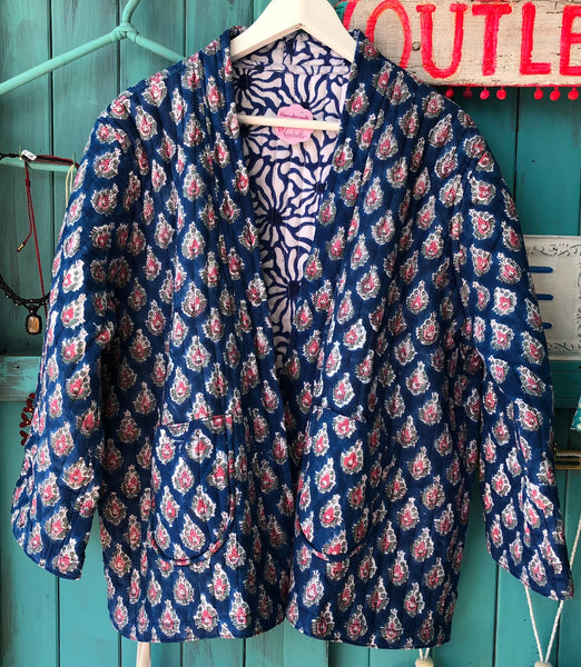 Boho Quilted Jacket – Pink Poppy Dream 🌸✨