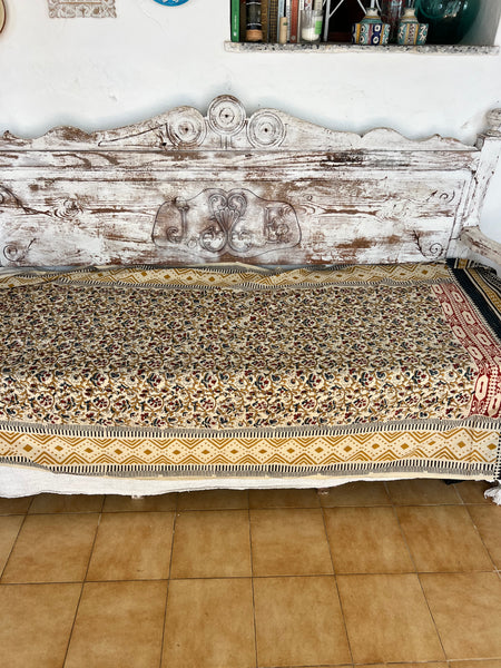 Hand made Block print yellow flower mix ethic big size with    fringes