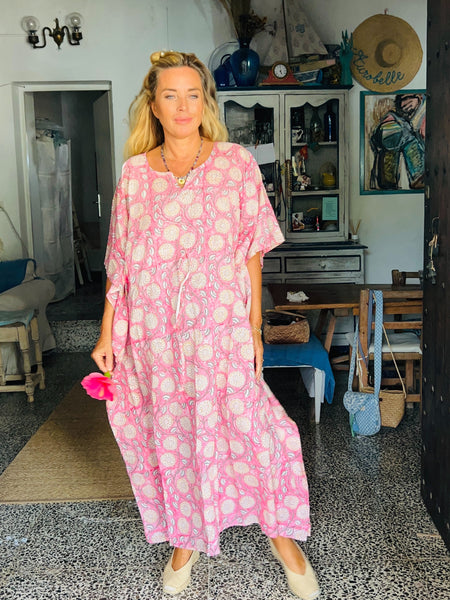 Kaftanfree size in happy block print