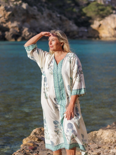 Marrakesh  tunica.kaftan made  with Mughal block print