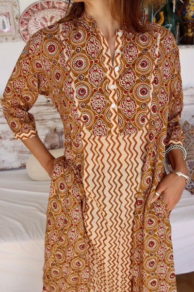 Combination dress- Boho beautiful ethnic block print dress