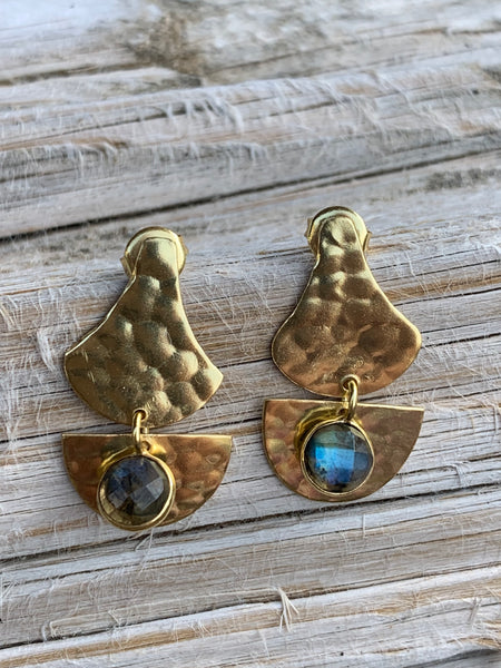 Iceland gold plated labradorite Gemstone designer earrings