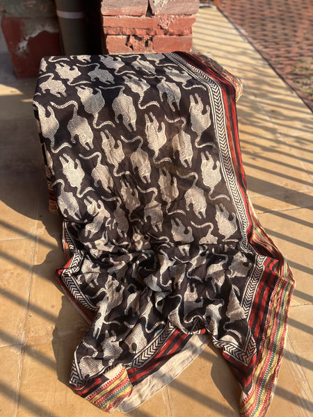 Sarong  Pareo new collection big size with golden zari border black panther