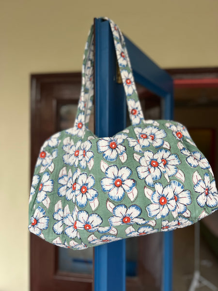 Week end bag green flower