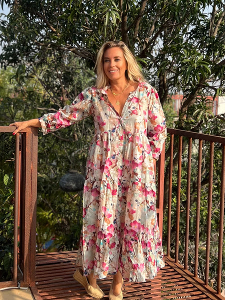 Shanti Dress – Flower Garden Print -  AUROBELLE  IBIZA