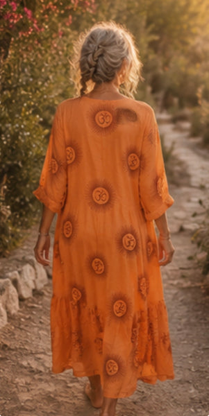 Om namah shivaya  maxi  dress in light orange