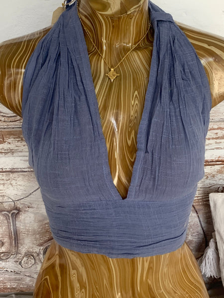 Sexy linen 🦋 top -blue