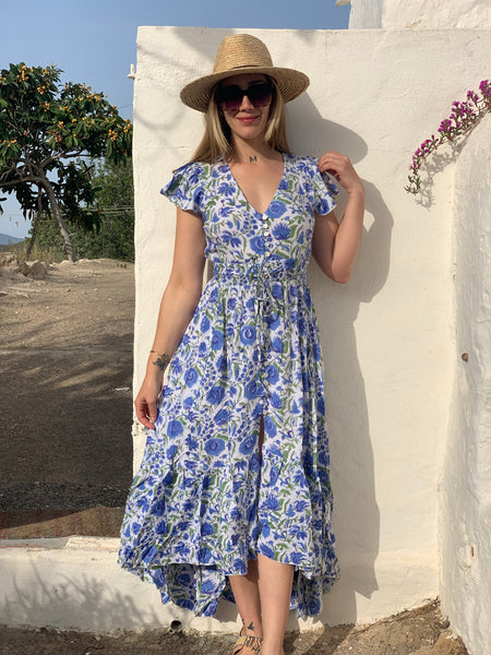 Nafisa  boho dress blue beach