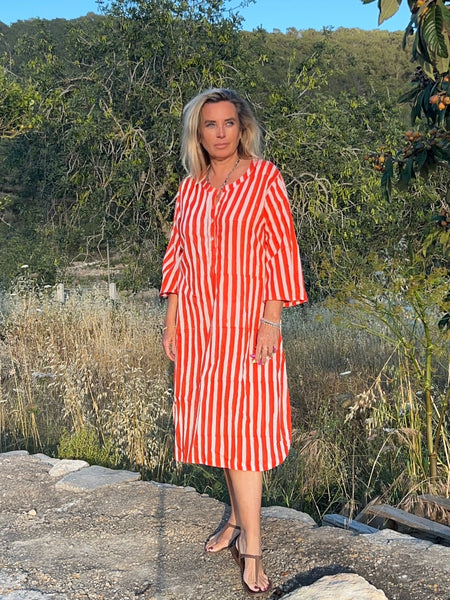 Softest light cotton kurta in trendy stripes -  AUROBELLE  IBIZA