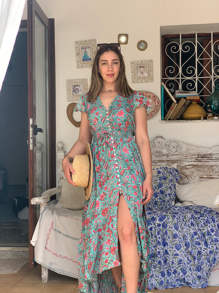 Nafisa dream boho dress blue beach