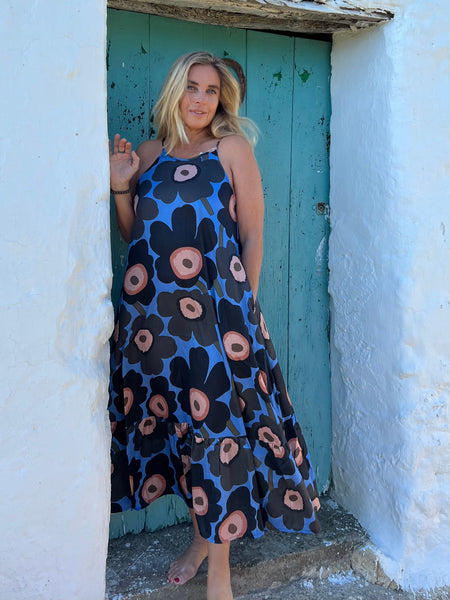 Nila dress black blue -  AUROBELLE  IBIZA