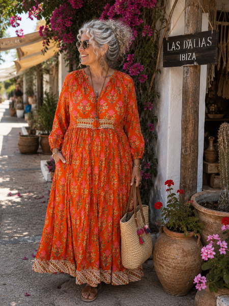 Gypsy dress orange pink special