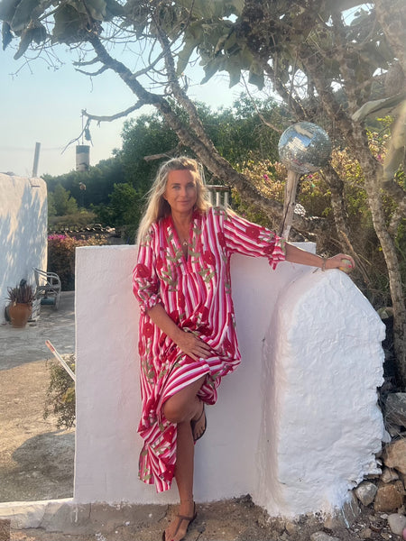 Martha pink boho beautiful long Kaftan