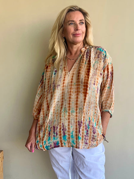 Lisa One-of-a-Kind Vintage Silk Sari blouse  ✨no 5  ocker   Turquoise sm