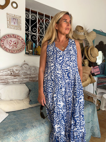 Ibeka  Ibeca sl Cotton maxi dress blue flower