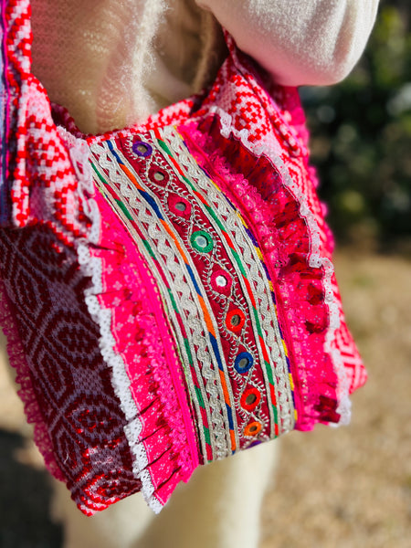 One-of-a-Kind Ibiza Patchwork Bag Boho big borders -  AUROBELLE  IBIZA