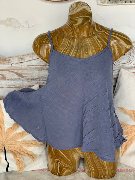 Linen  butterfly 🦋 top - boho blouse ocean blue