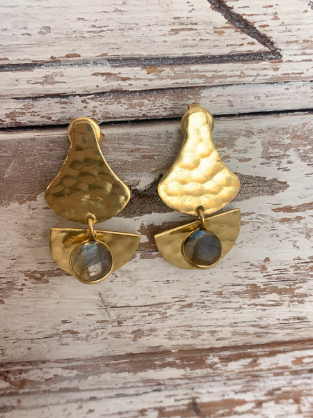 Iceland gold plated labradorite Gemstone designer earrings