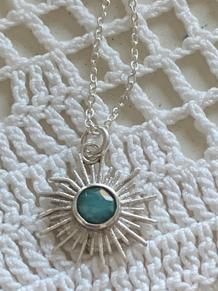 Amazonite silver  Sun ☀️ necklace