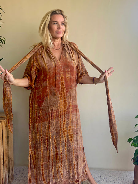 Lisa Silk dress no 4 ocker   Brown