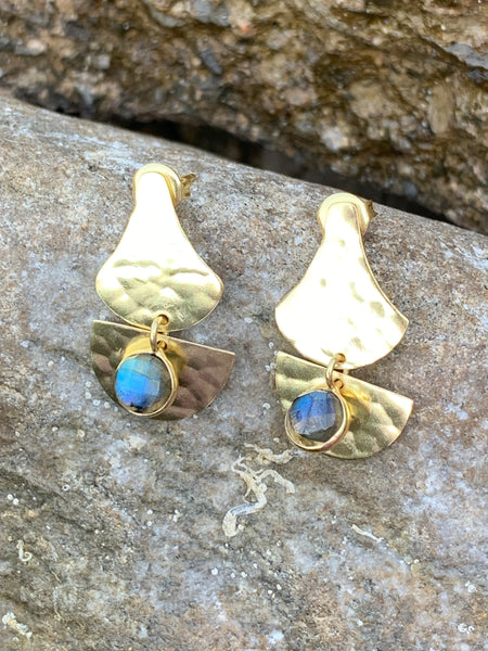 Iceland gold plated labradorite Gemstone designer earrings