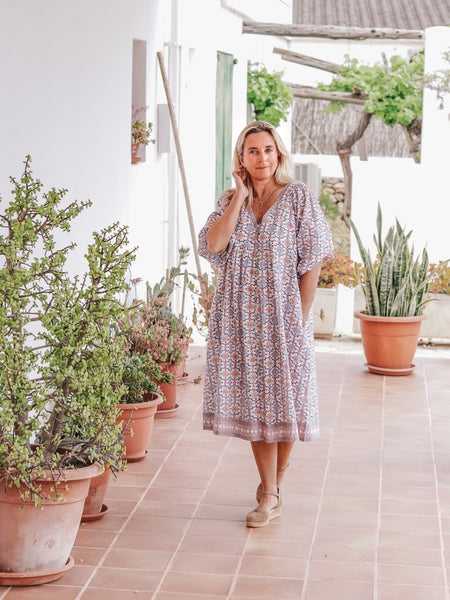 Happy hippy dress with hand embroidery – AUROBELLE IBIZA