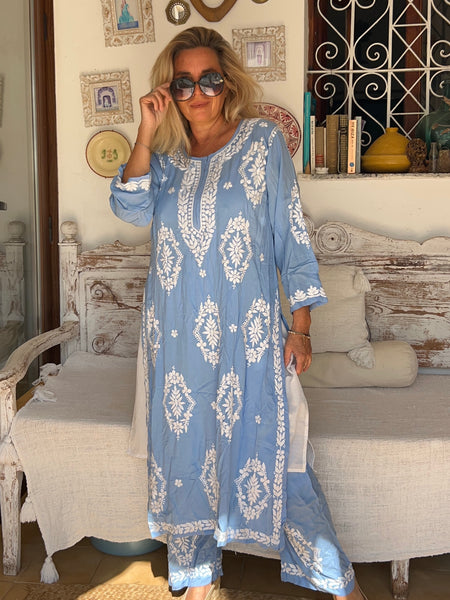 Modal pants suit set light blue -  AUROBELLE  IBIZA