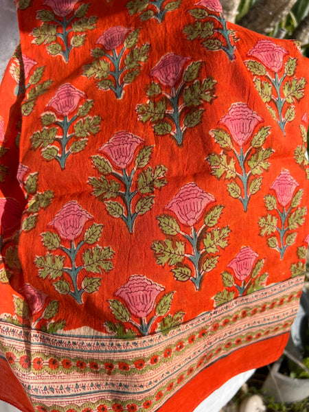 Sarong   , Pareo  , cotton shawl and beach collection, orange Roses 🌹 -  AUROBELLE  IBIZA