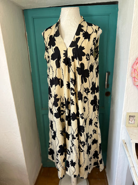 Plead dress  cotton black and white -  AUROBELLE  IBIZA