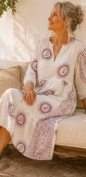 Om namah shivaya  maxi  dress in white