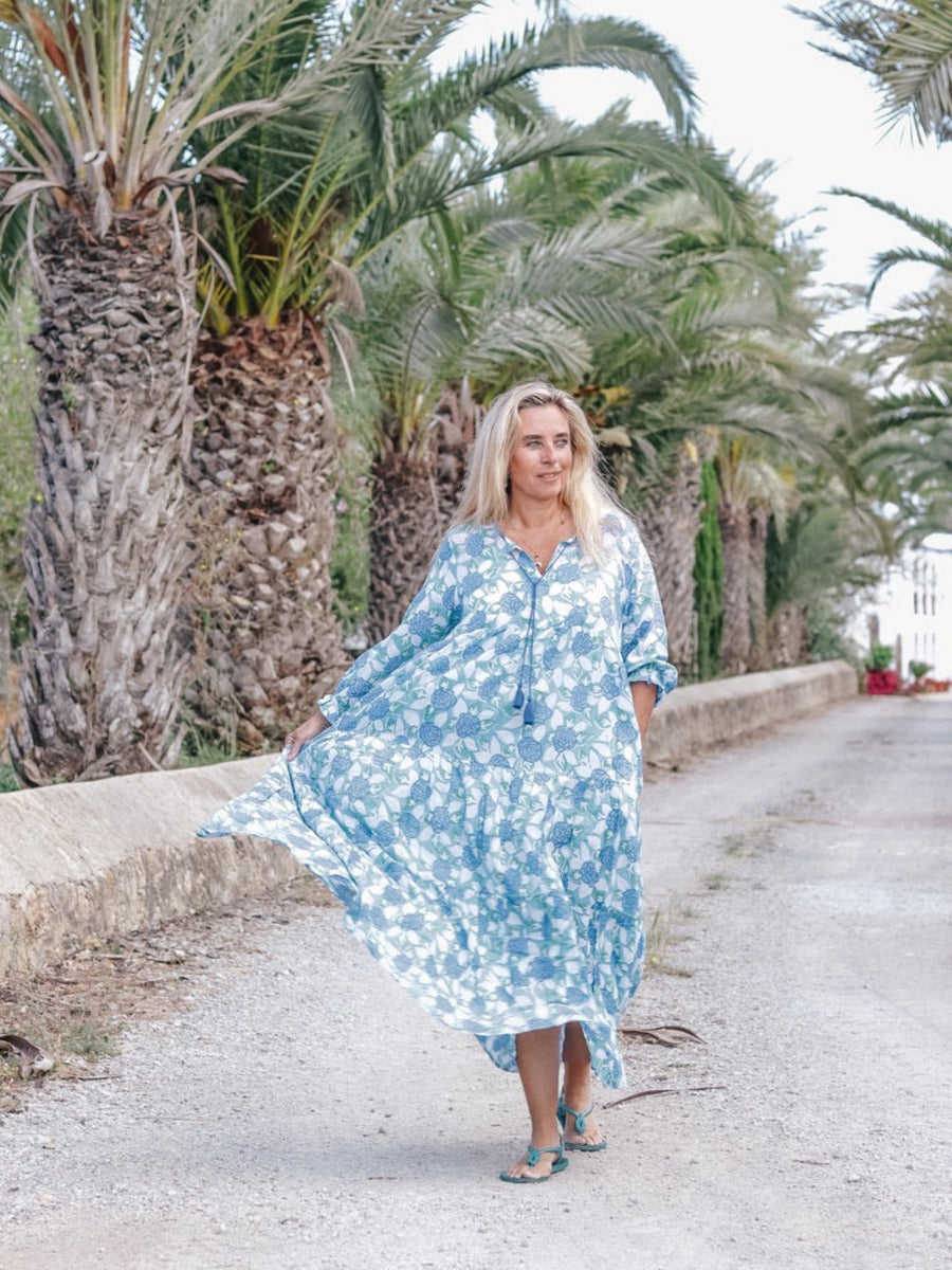 boho dress green blue - Main Image