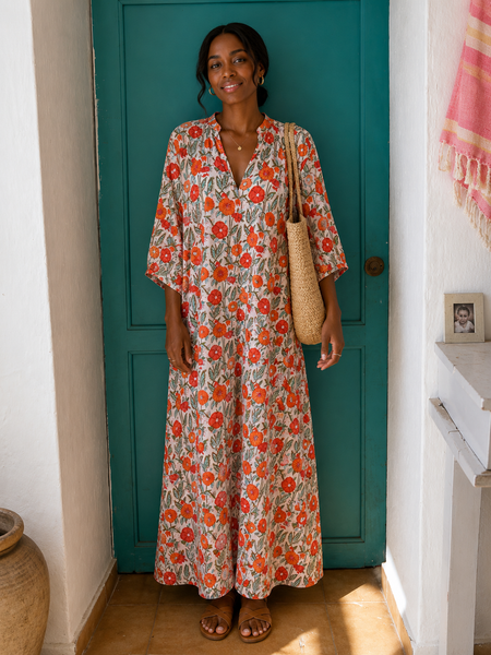 Lisa Dress Orange sunflower