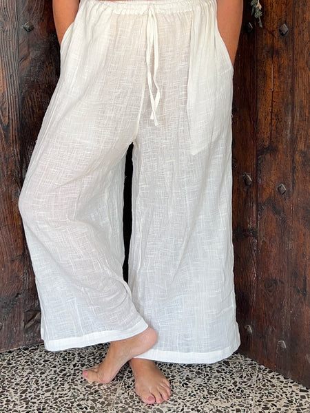 Flair white Linen boho trouser