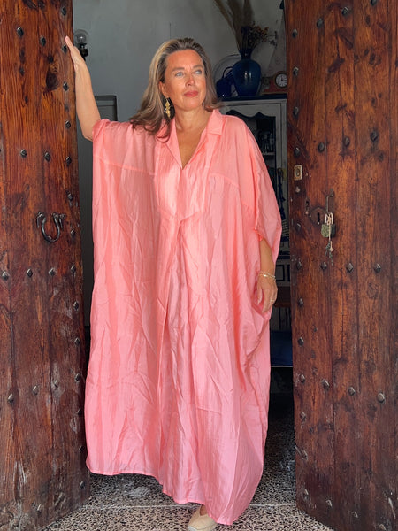 Exclusive luxury Silk kaftan light pink