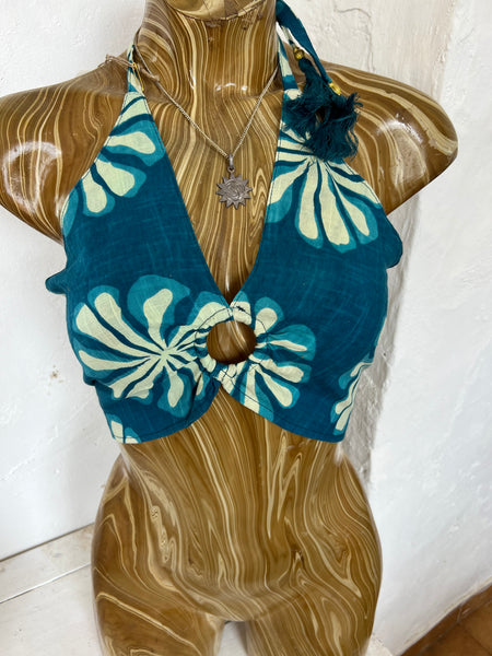 Menorca Top – Blue  Flower -  AUROBELLE  IBIZA
