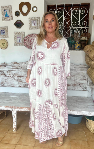 Om namah shivaya  maxi  dress in white