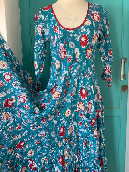 Sun dress  long arm Jaipur turquoise